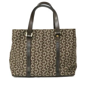 Celine Macadam Tote Bag Brown Leather Canvas